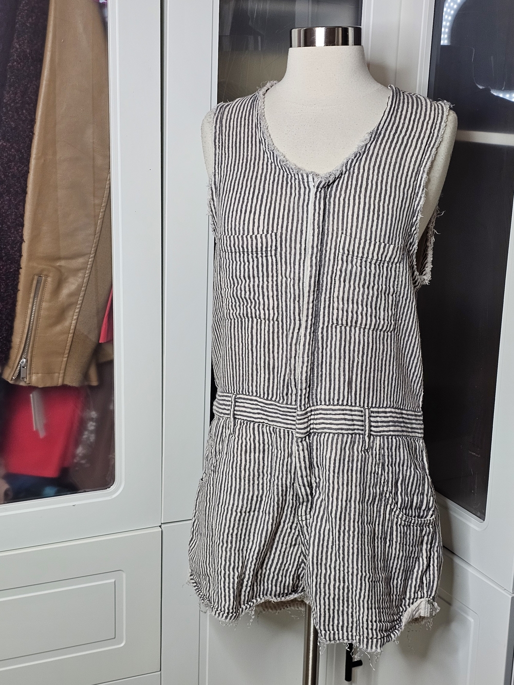 Free People Striped Romper in White & Black
